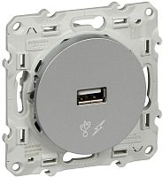 Розетка USB тип A без рамки Schneider Electric Odace 1-м. 1000мА алюминий картинка